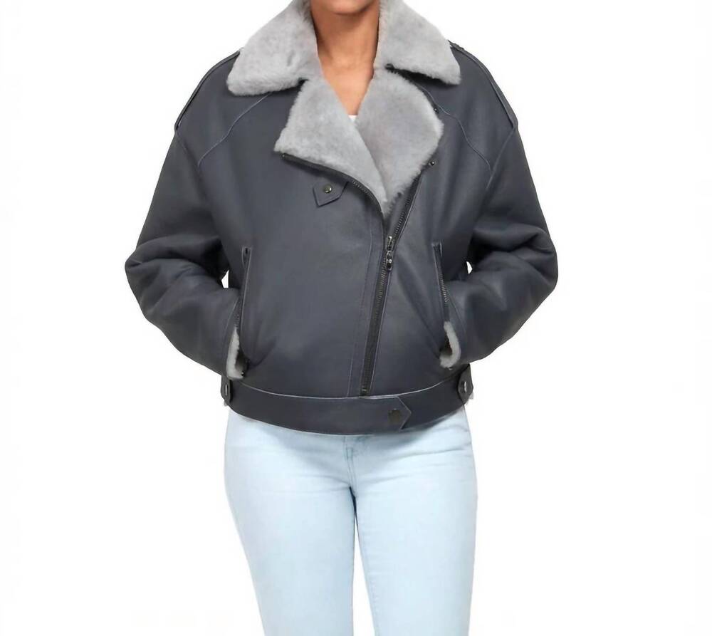 NEW LUSSO BENI rhythm leather jacket in navy-smoke